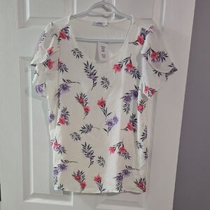 Ricki's White Blouse with Red and Purple Floral Design